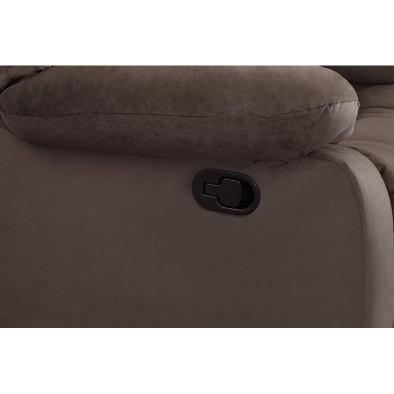 Aum 81'' Upholstered Reclining Sofa, Brown, 40" H x 60" W x 35" D