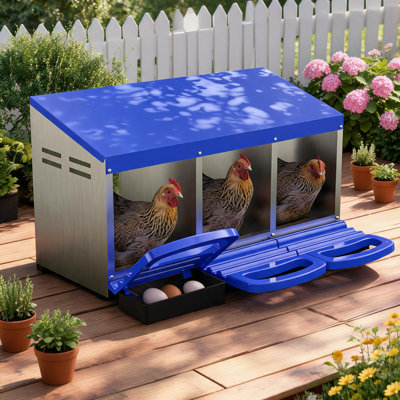 Boîte de nidification pour poulet en acier galvanisé 3 trous