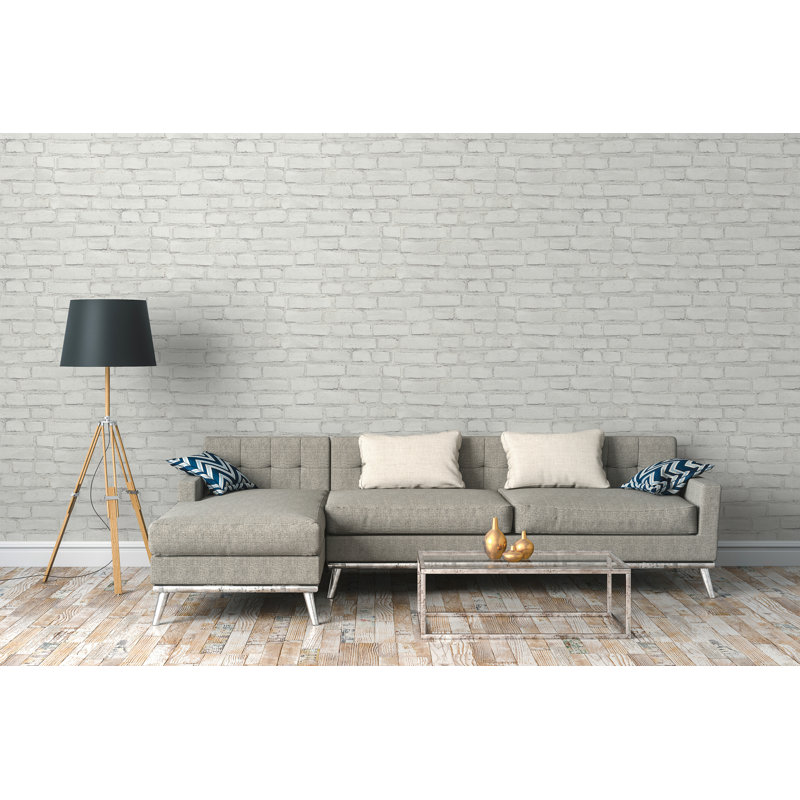 Bricks and More Collection Coastal Brick Effect Wallpaper Roll, White