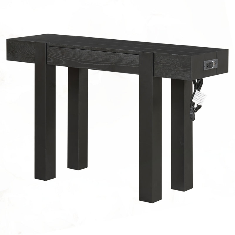 Rustic Console Table with Hidden Drawer, Black