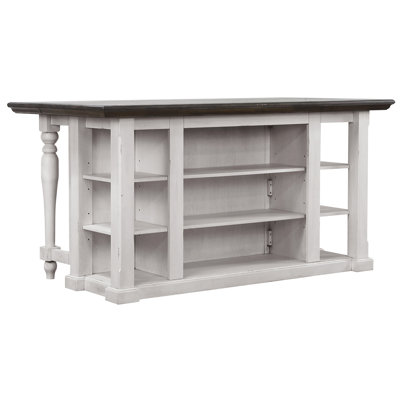 Sunset Trading French Chic Fully-Assembled 71" Dropleaf Kitchen Island | Gateleg Table With 13" Leaf Expandable From 25" To 38"D | Unique Home Bar Fur by Sunset Trading