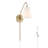 Hunter Valley Park 6 inch 1 Light Large Gold and White Linen Plug-In Wall Sconce Light Fixture-114532201