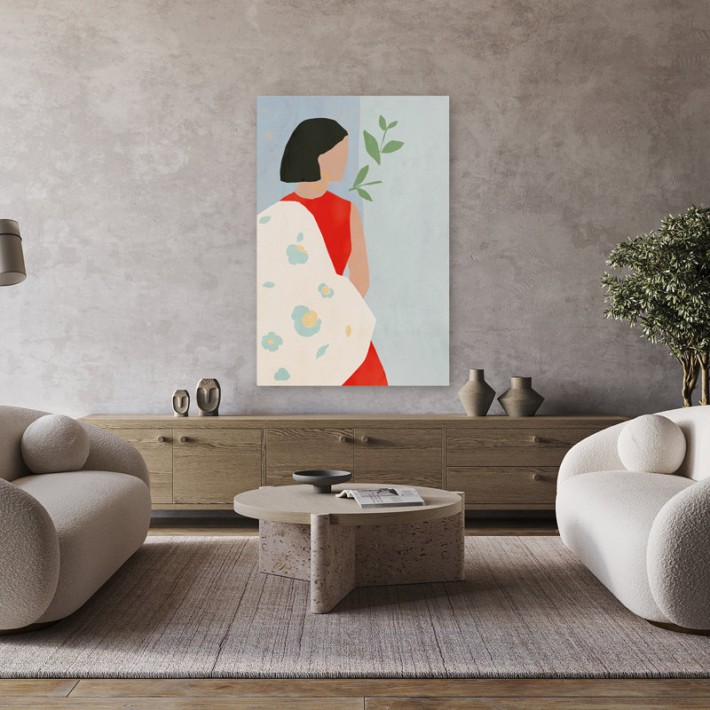 Margarita - art transitionnel contemporain, femme minimaliste, H 48 po x l 32 po