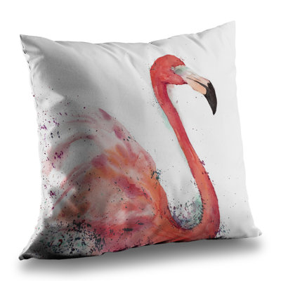 Splashing Flamingo Animals Bedroom Throw Pillow – Poly Twill Throw Pillow with Insert, Double-Sided Print