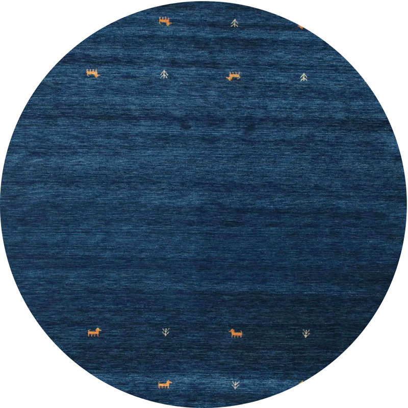 Tapis contemporain bleu foncé, Rond 3 pi