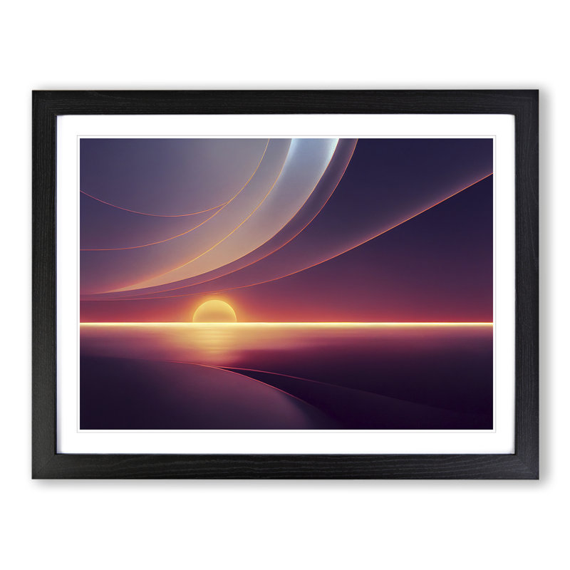 XH1022-6185X Modern Sunset Vol.1 - Single Picture Frame Print, Black Framed, 34cm H x 46cm W x 2cm D
