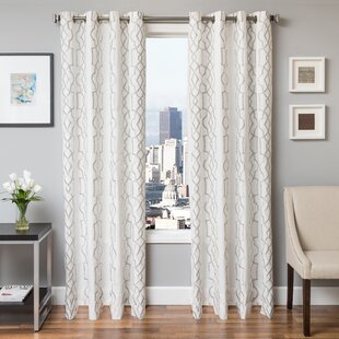 Thorne Cotton Blend Geometric Grommet Single Curtain Panel