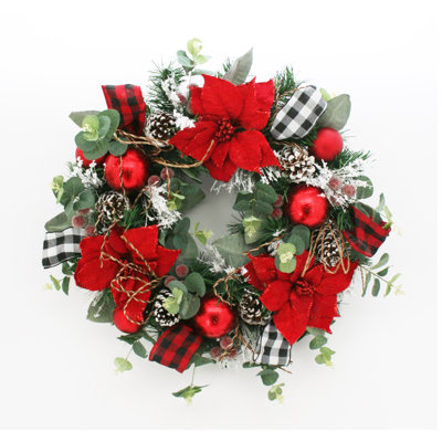 Handcrafted Faux Poinsettia 22'' Wreath