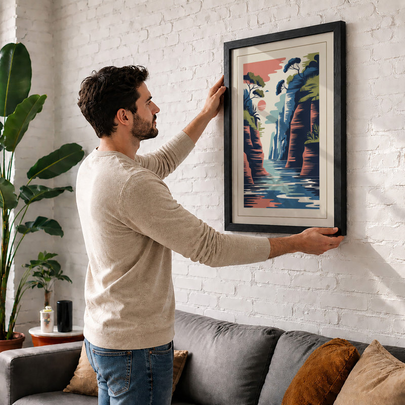 Canyon Waters Rustic - Framed Print, Black, A3 - 42.0 x 29.7 cm