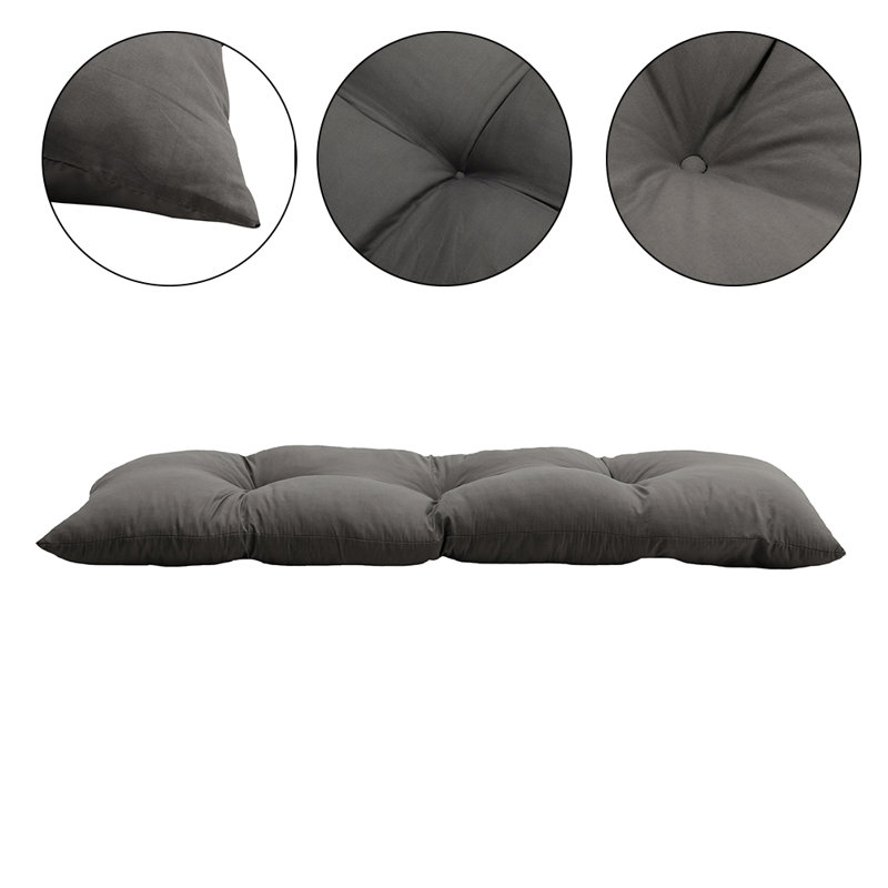 Garden Bench Seat and Back Cushion, Dark Grey, 10cm H x 120cm L x 40cm W