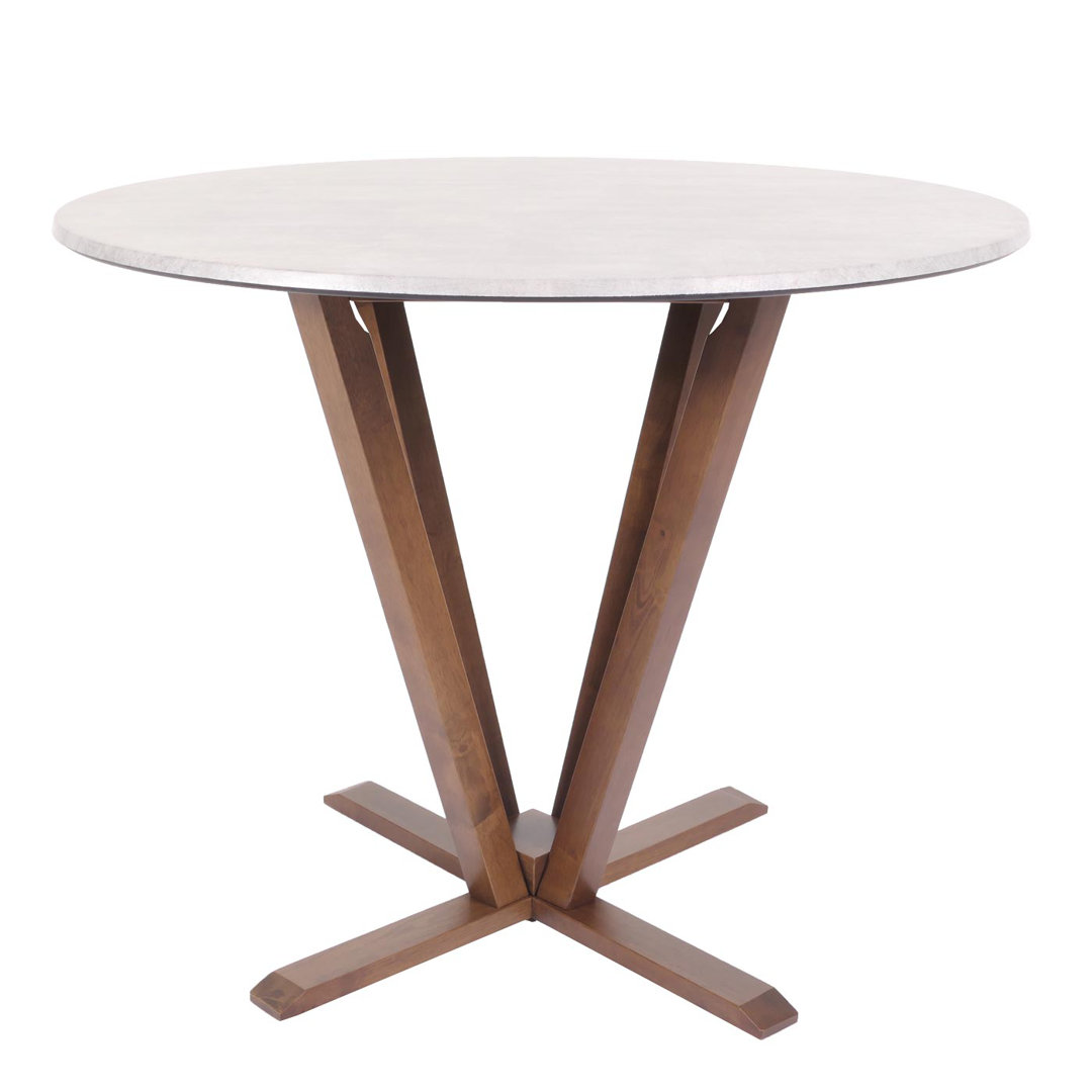 Bistrotisch MCW-M56, Tisch Massiv-Holz HPL Laminat Melamin, Beton-Optik, braunes Gestell