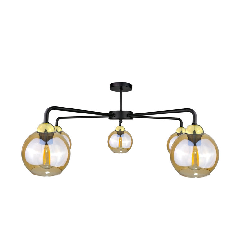 Glass Semi Flush Mount, Black/Gold