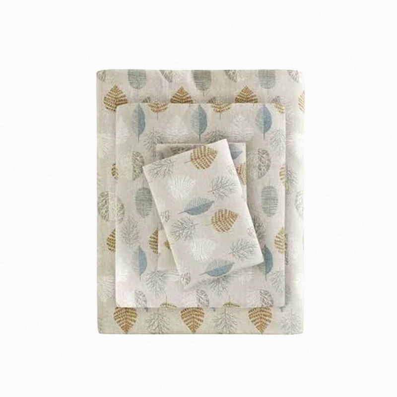 Arctic Nights Animal Star Flannel Sheet Set - Ultra Soft - Cold Weather Bedding - Novelty Print - Multi Leaves - 4 Piece
