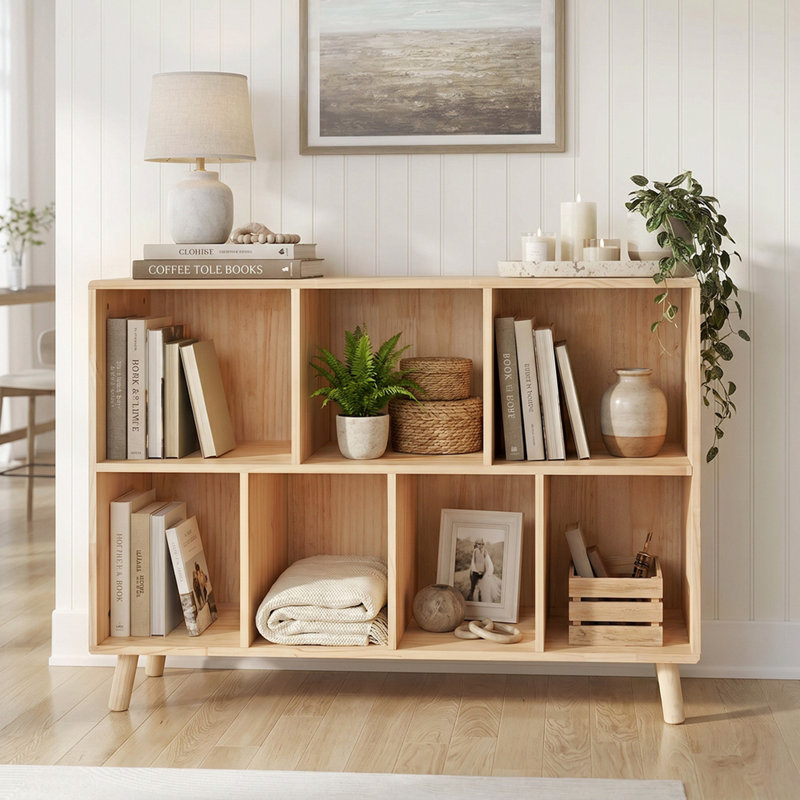 Bibliothèque en bois Pine