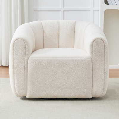 Fauteuil pivotant rembourré en tonneau avec base en métal pour le salon, la chambre à coucher, le bureau