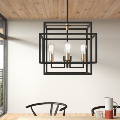 Lustre carré / rectangulaire à 4 lumières de style bougie Taubert