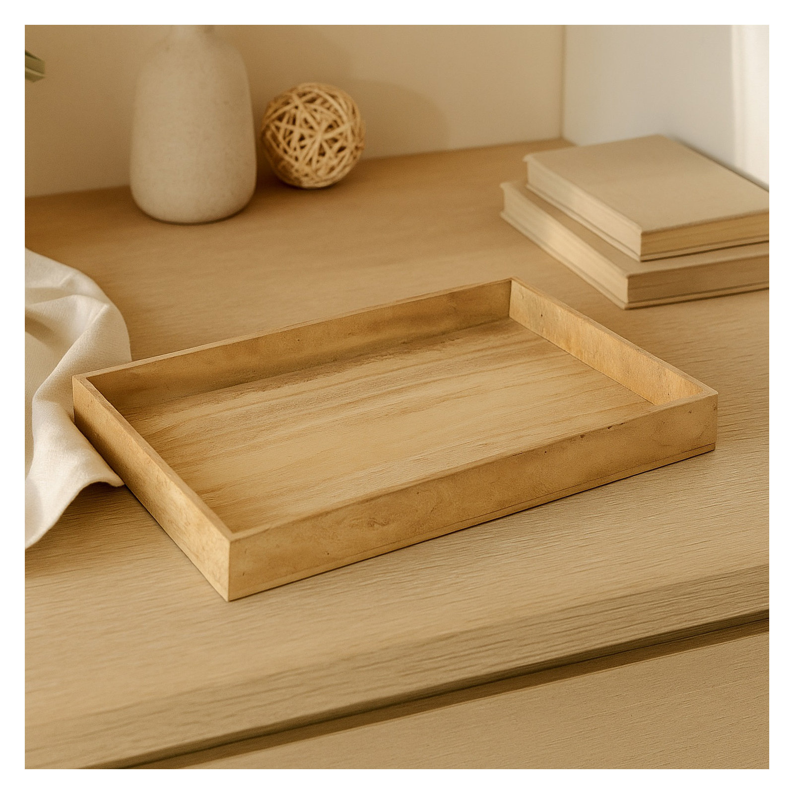 Rectangular Small Serving Tray Resin Dia 13.7", 17.7" W x 17.7" D