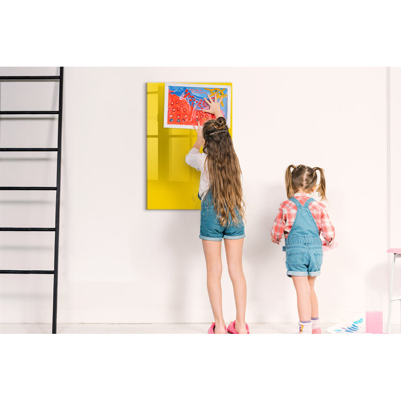 Magnetic Glass Dry Erase Board, Light Yellow