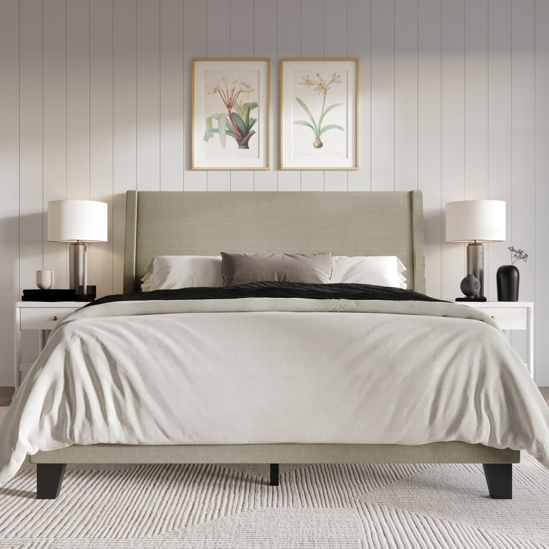 Mieko Upholstered Bed, Full, Dark Beige