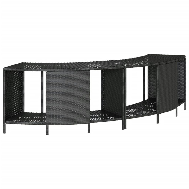 Vidaxl Hot Tub Surround Grey Poly Rattan And Solid Wood Acacia, Black