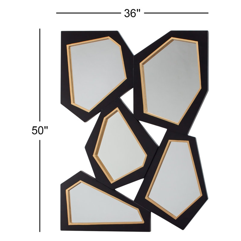 Asymmetrical Wall Mirror, Black