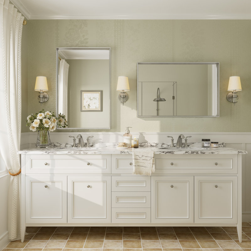 Miroir mural Aevar, 36 po x 24 po, Argent brossé