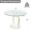 Table de salle à manger de 47,2 po en verre transparent de luxe moderne pour 4 à 6 personnes, table de cuisine moderne avec plateau en verre trempé et pieds en acier inoxydable, table de salle à manger circulaire pour la maison, le salon, l’appartement-1895736819-1903597711