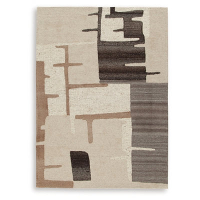 Keny Medium Area Rug, Beige Global Inspired Abstract Pattern