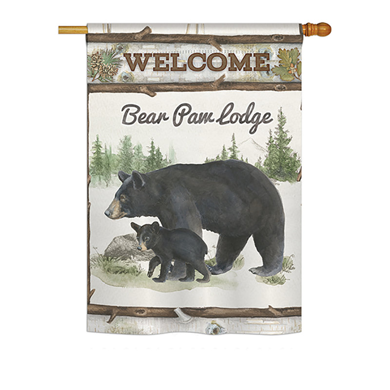 Drapeau de maison 40 po x 28 po Belding Bear Paw Lodge
