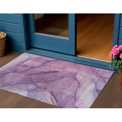 Tapis extérieur lavable abstrait lilas et lavande mauve 3 pi x 5 pi