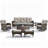 Ilian 7-Pieces PE Wicker Outdoor Patio Conversation Set With Firepit With Cushions-1428654071