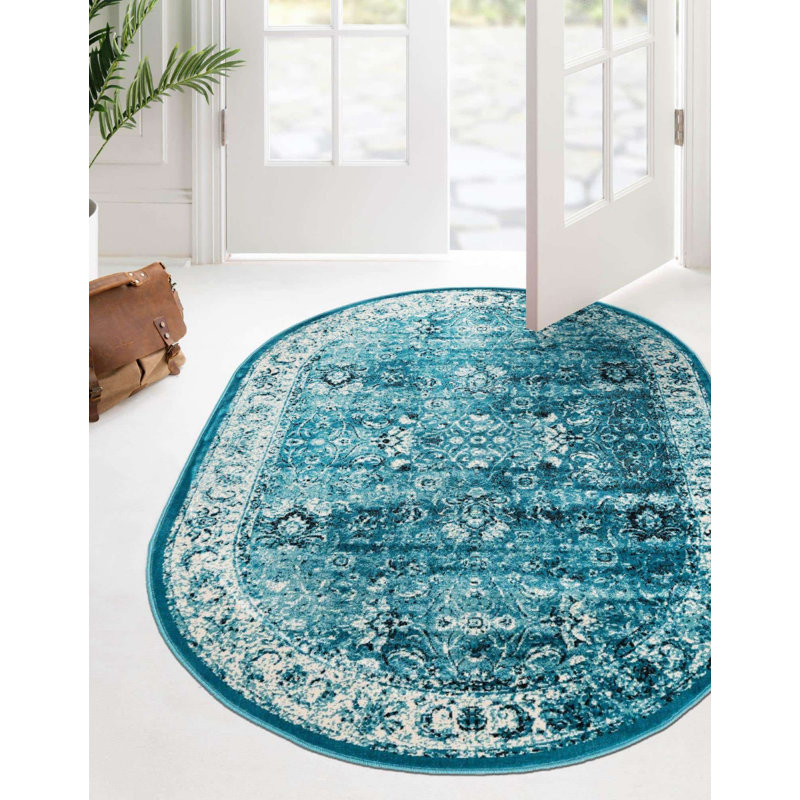 Tapis oriental bleu-vert, Rectangle 6 pi x 9 pi