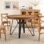 Table de salle à manger ronde Mid-Century moderne en bois de frêne clair avec pieds en épingle à cheveux - 4 sièges