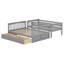 Lit superposé simple au-dessus de double avec tiroirs, lit superposé convertible en bois avec échelles, cadre de lit superposé en bois massif-2077852593