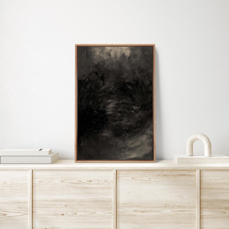 Abstrait abstrait gris neutre neutre minimaliste, impression sur toile encadrée, Naturel, H 36 po x l 24 po