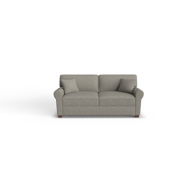 Shannon Upholstered 76'' Sofa, Dark Walnut, Gray