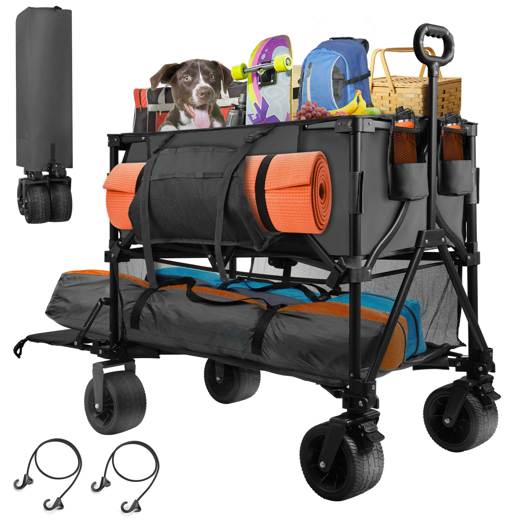Petfect Chariot tout-terrain pliable - Gain de temps chiens/chats Petfect Chariot tout-terrain pliable - Gain de temps chiens/chats