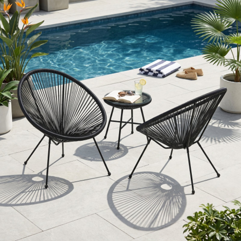 Ensemble de conversation d'extérieur 2 pièces avec 2 chaises, Orange