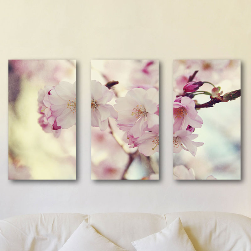 « coton bonbon », reproduction d’art sur toile tendue triptyque, 40 po x 60 po