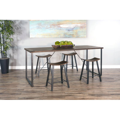 Jakorey 4 - Person Solid Wood Top Trestle Base Dining Set
