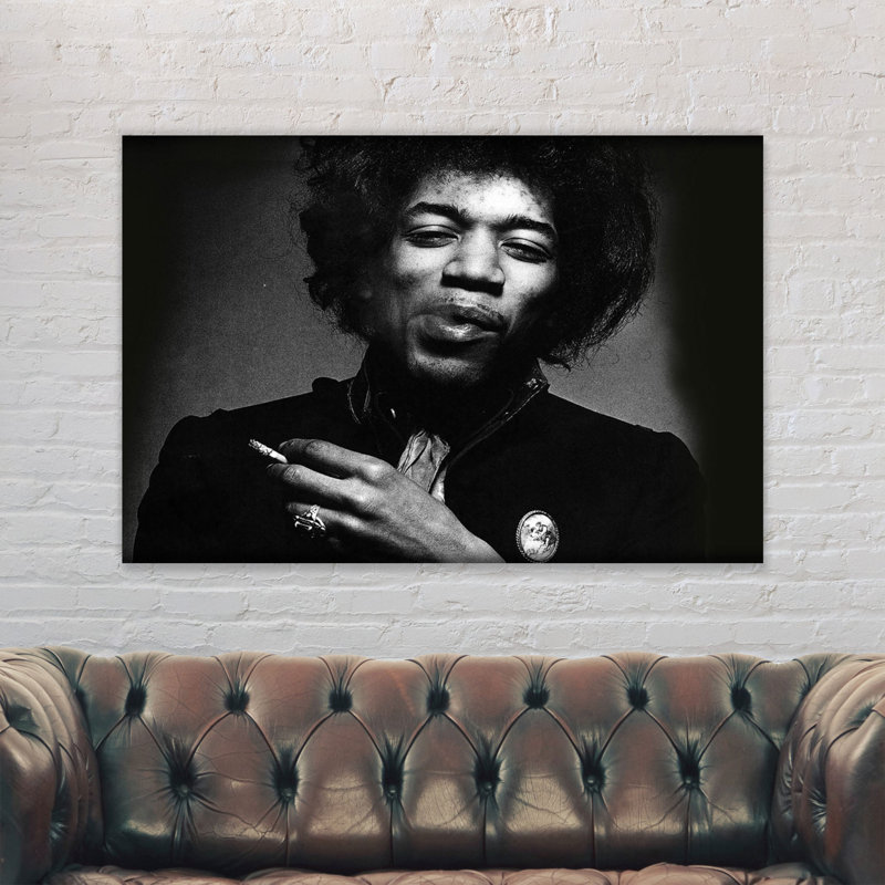 Jimi Hendrix Smoking - Wrapped Canvas Print, 31cm H x 41cm W x 4cm D