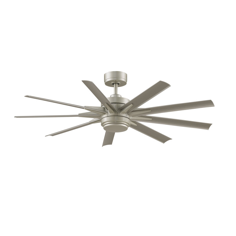 Odyn Indoor/Outdoor Custom Ceiling Fan DC Motor- Brushed Nickel with LED Light Kit, Brushed Nickel