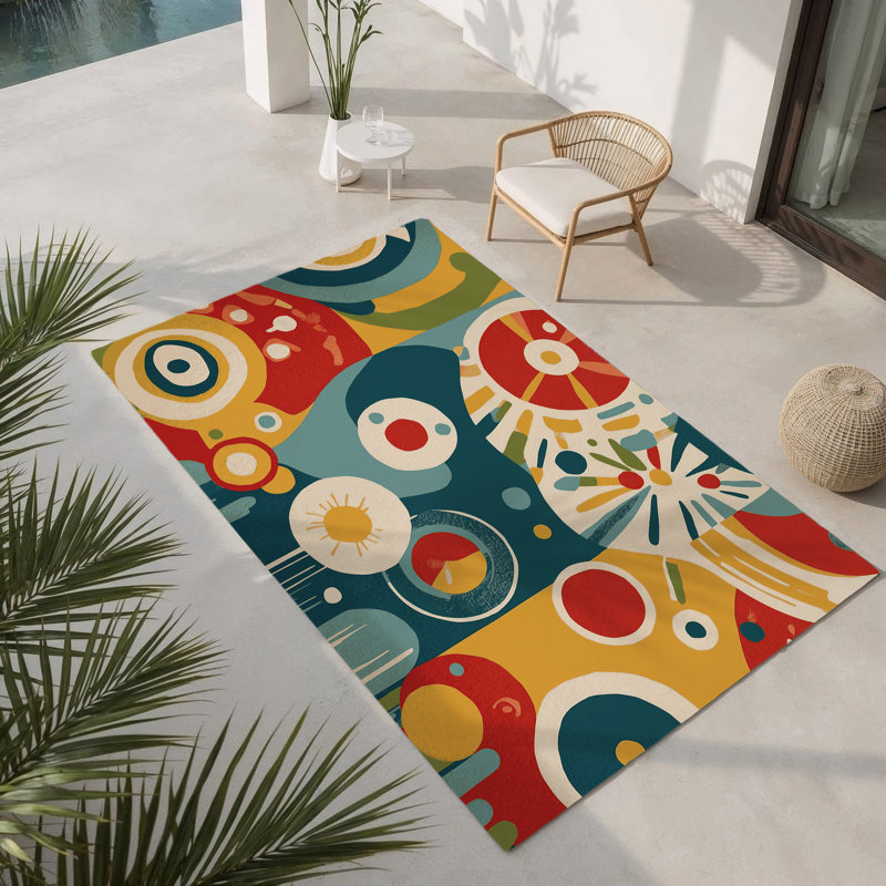 Tapis intérieur et extérieur Quirky Sway, Rectangulaire 8 pi x 10 pi