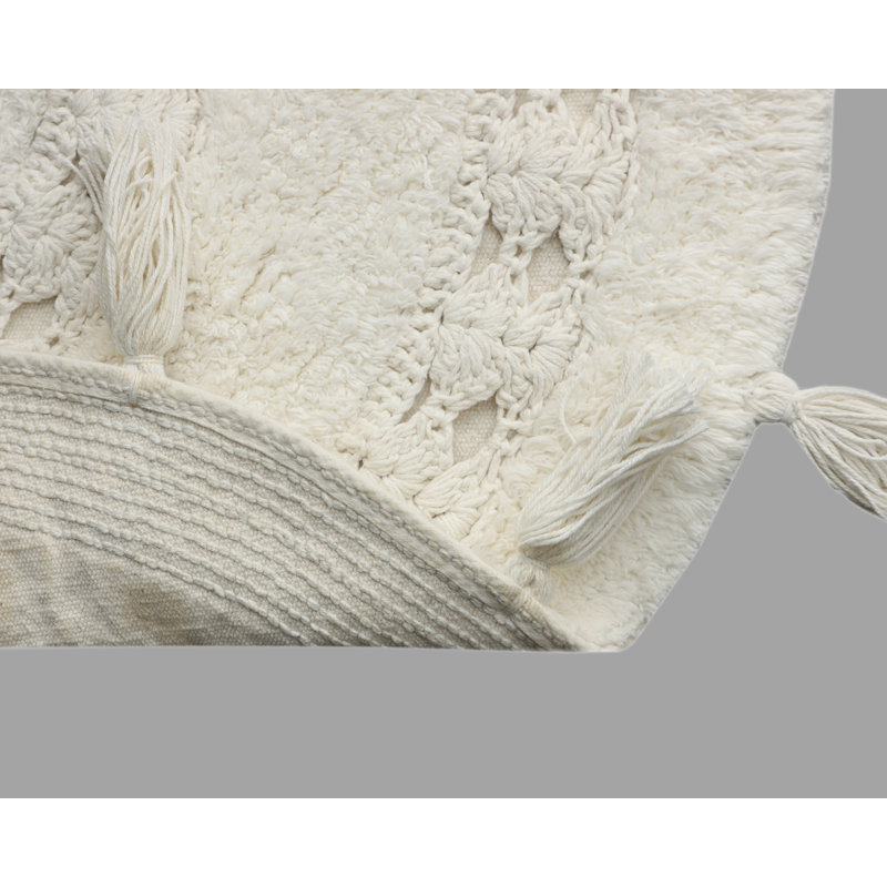 Abinash 100% Cotton Bath Rug, Ivory