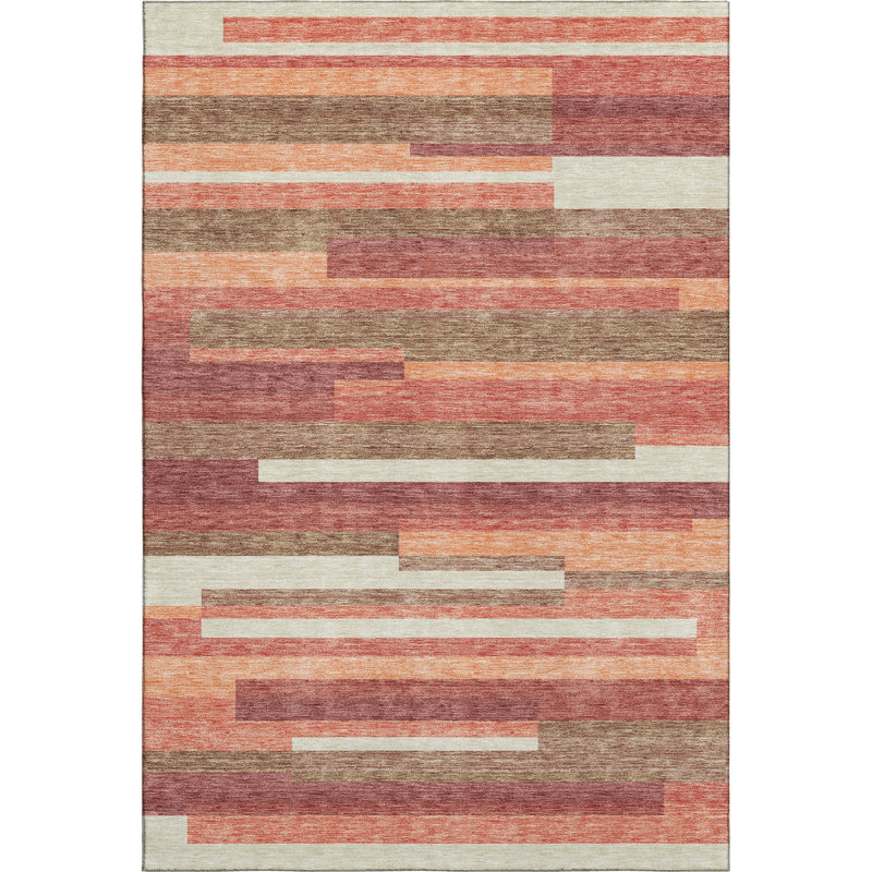 Premium Machine Washable Prisco Coral Rug, Rectangle 2'6" x 3'10"