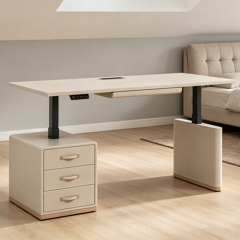 Bureau 78,74 po Modern Light Luxury, H 47,24 po x l 78,74 po x P 31,5 po, Beige