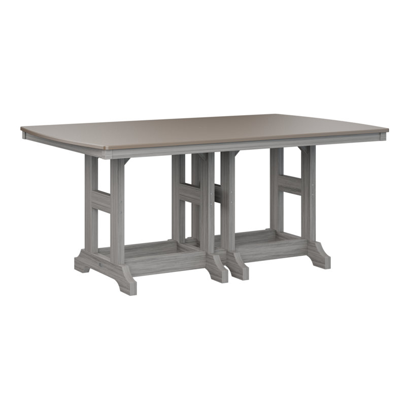 Berlin Gardens Garden Classic Rectangular Bar Table, Driftwood Gray, Hammered Top Bronze, 35.5" H x 72" W x 44" D