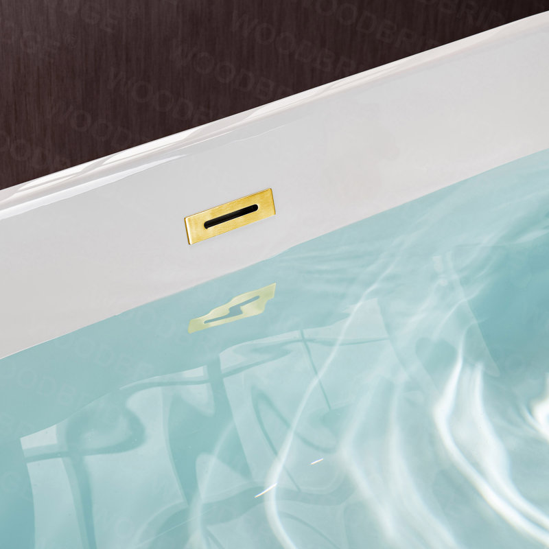 54'' x 30'' Freestanding Soaking Acrylic Bathtub, Brushed Gold