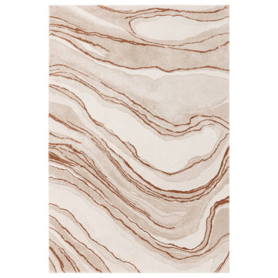 Decara Quartz Abstract High-Low Terracotta/Beige Area Rug