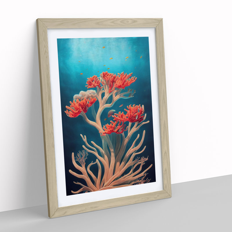 XV1022-5354X Wondrous Coral Reef - Single Picture Frame Print, 46cm H x 34cm W, Oak Framed